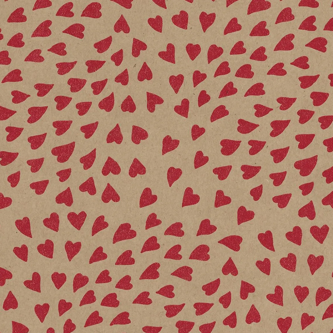 Papel Kraft Reciclado Con Corazones Rojos - Rollo De Papel De Envolver De 50 M