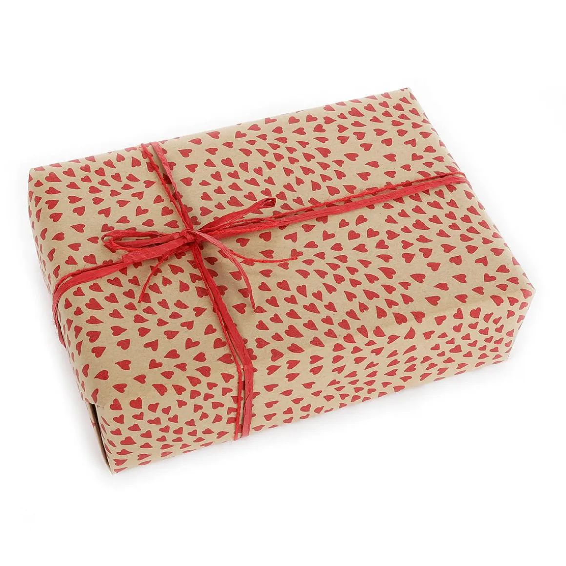 Papel Kraft Reciclado Con Corazones Rojos - Rollo De Papel De Envolver De 50 M