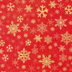Papel Kraft Rojo Reciclado Con Copos De Nieve Dorados - Bobina De Papel De Regalo Sostenible De 50 M
