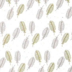 Papel Kraft Sostenible De Remolacha Azucarera Con Plumas En Color Rosado Y Dorado - Rollo De Papel De Regalo De 50 M