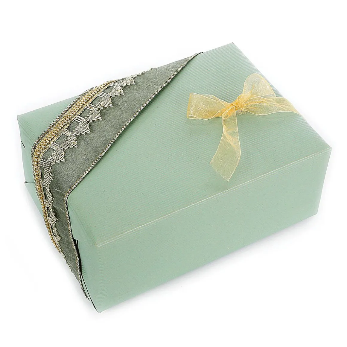 Papel Kraft Verde Reciclado Con Rayas Plateadas - Rollo De Papel De Envolver De 50 M