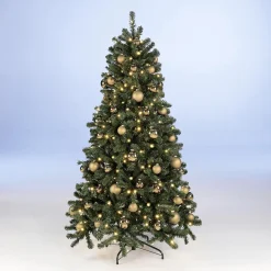 Paquete Económico Árbol De Navidad 210 Cm Incl. Adornos De Cristal Y Luces De Hadas