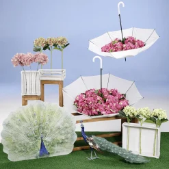Paraguas Con Mecanismo Automático 100 Cm Ø, 84 Cm Blanco