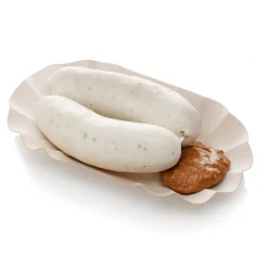 Pareja De Salchichas Blancas Con Mostaza
