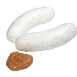 Pareja De Salchichas Blancas Con Mostaza