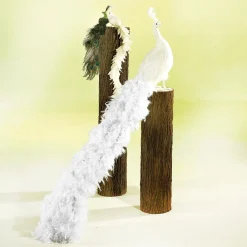 Pavo Real Blanco Decorativo, Longitud: 150 Cm