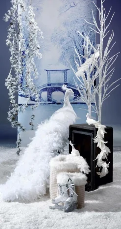 Pavo Real Blanco Decorativo, Longitud: 150 Cm
