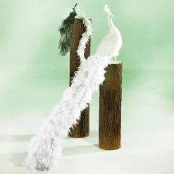 Pavo Real Blanco Decorativo, Longitud: 150 Cm