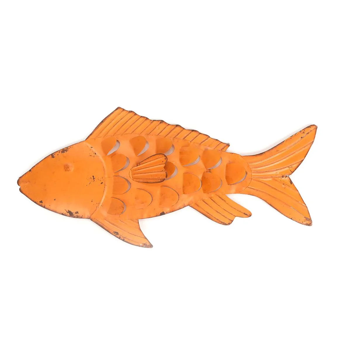 Peces De Metal Decoración De Pared Naranja Con Manchas De óxido 71 Cm