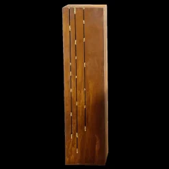 Pedestal Deco Superficie De Acero Inoxidable Patinado Marrón 100 Cm De Altura