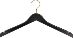 Percha De Madera Con Muescas, Negro/latón, 44 Cm