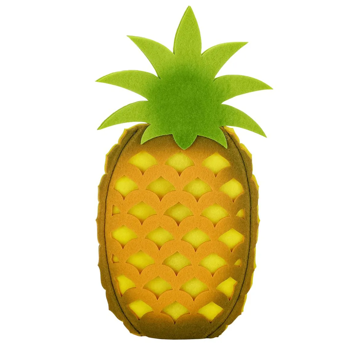 Piña Decorativa De Fieltro Sobre Base De Madera 35 Cm