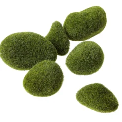 Piedras Decorativas Con Musgo, 6 Piezas