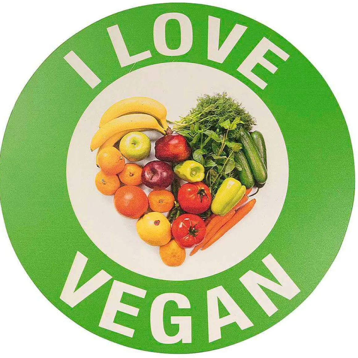 Placa De Metal "Veggie & Vegan" (Vegetariano Y Vegano) Ø 35 Cm