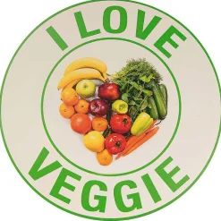 Placa De Metal "Veggie & Vegan" (Vegetariano Y Vegano) Ø 35 Cm
