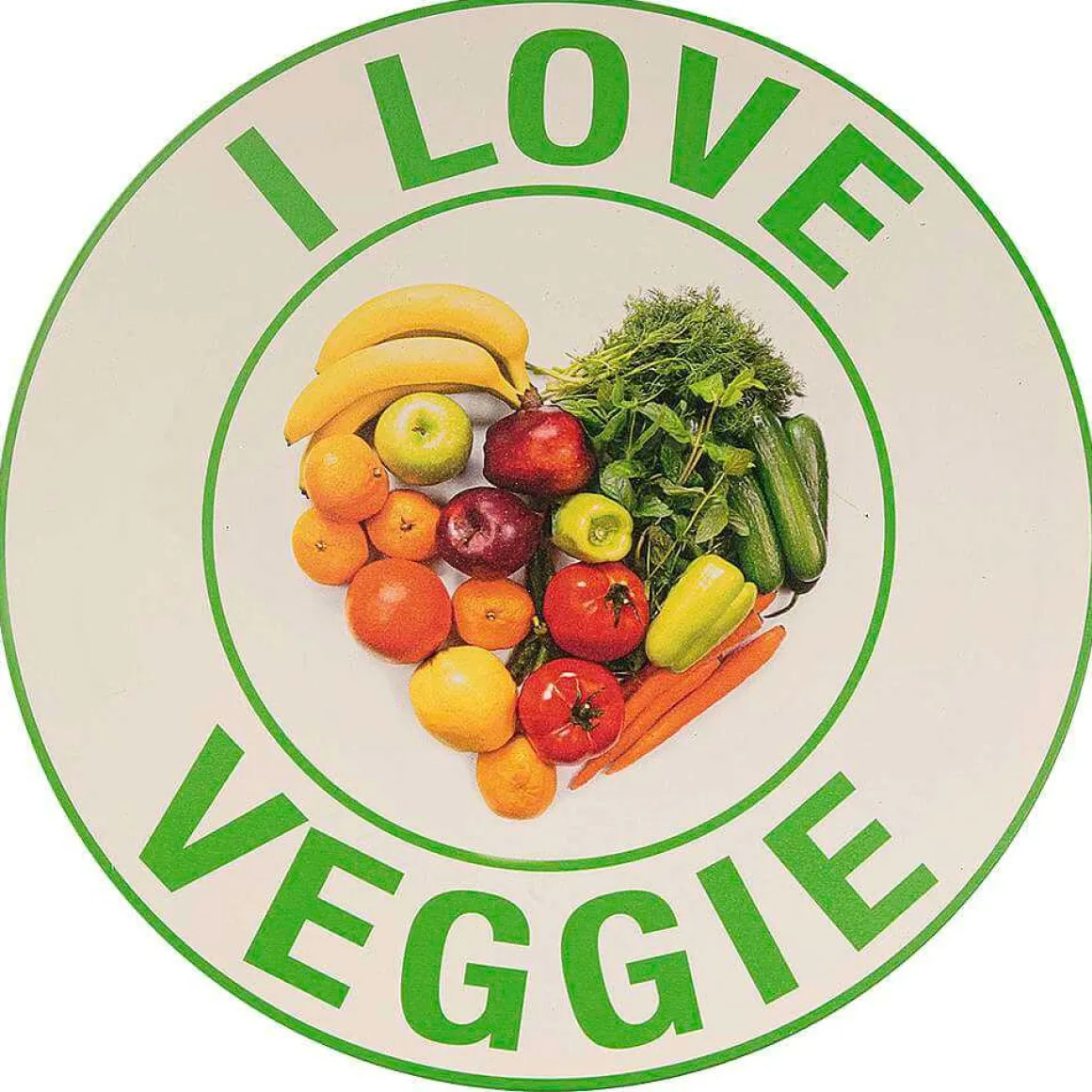 Placa De Metal "Veggie & Vegan" (Vegetariano Y Vegano) Ø 35 Cm