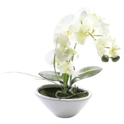Planta Artificial Orquídea En Maceta, Blanca 28 Cm