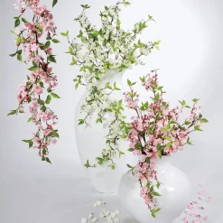 Rama Artificial De Cerezo Rosa En Flor Rose 65 Cm