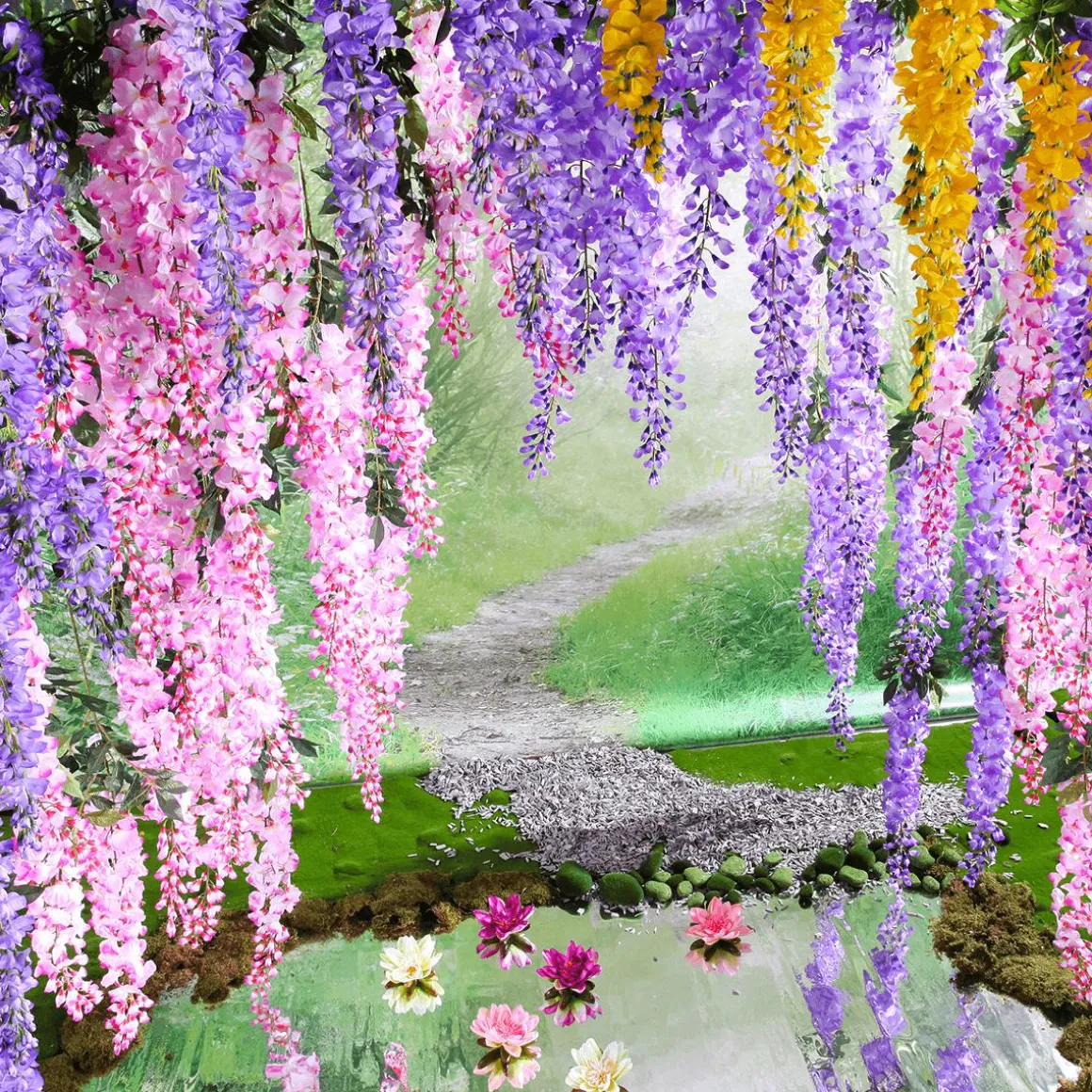 Rama Artificial Wisteria Laburnum, 140 Cm, Violeta