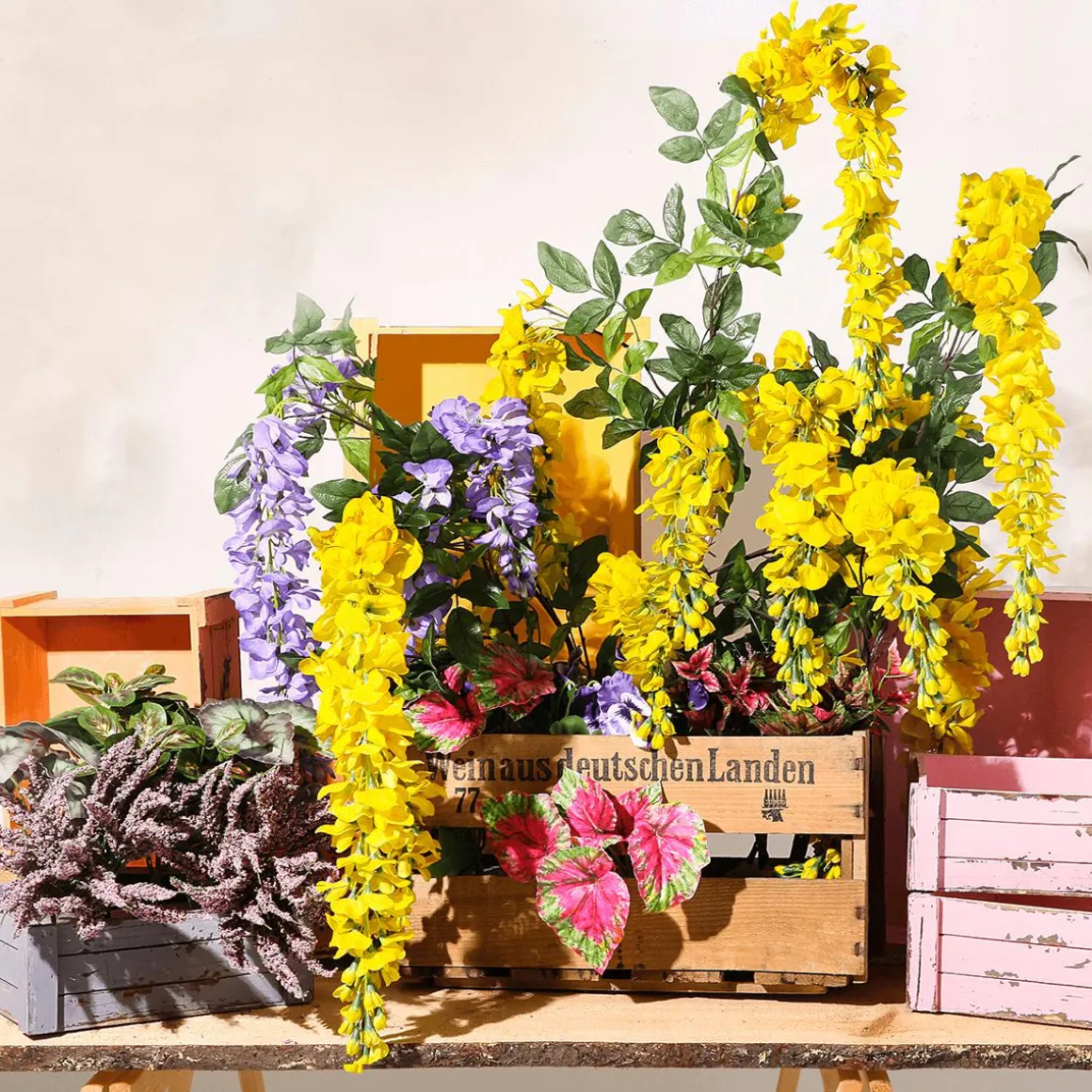 Rama Artificial Wisteria Laburnum, 140 Cm, Amarillo