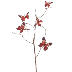 Rama Decorativa Con 5 Mariposas, Roja, 95 Cm