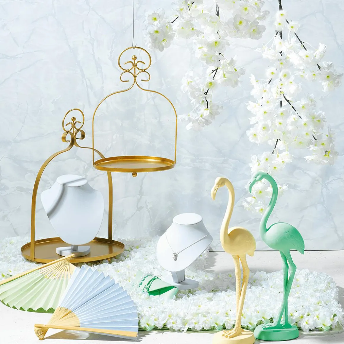 Rama Decorativa Con Flores De Cerezo Blanca, 105 Cm