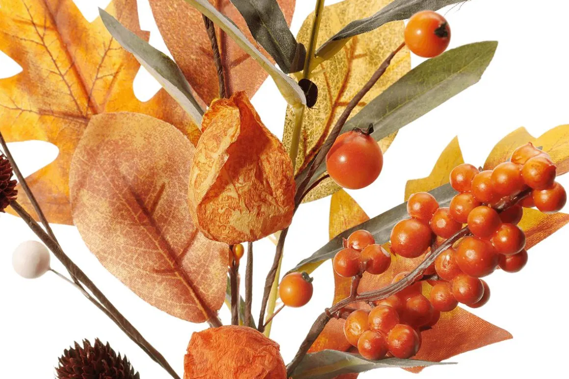 Ramita Artificial De Physalis Otoñal 20 X 40 Cm Naranja/marrón