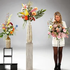 Ramo Artificial Mixto Con Rosas, Hortensias Y Flores De La Pradera Rosa 75 Cm