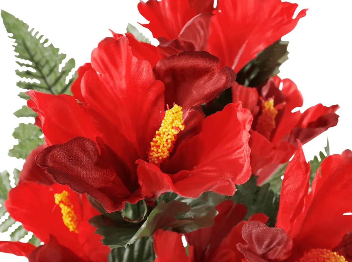 Ramo De Hibisco Artificial, 46 Cm, Rojo