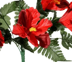 Ramo De Hibisco Artificial, 46 Cm, Rojo