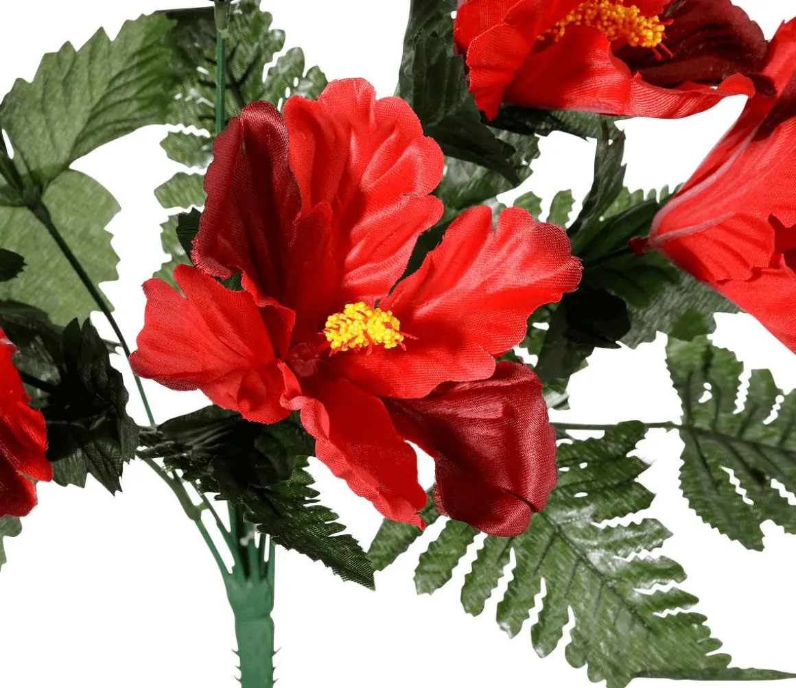 Ramo De Hibisco Artificial, 46 Cm, Rojo