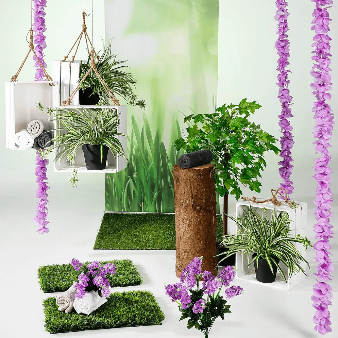 Ramo De Lilas Artificiales 12 Flores 48 Cm De Alto, 25 Cm Ø
