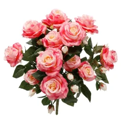 Ramo De Rosas Artificiales Con 15 Flores Cada Una, Rosa Y Amarillo, 54,5 Cm