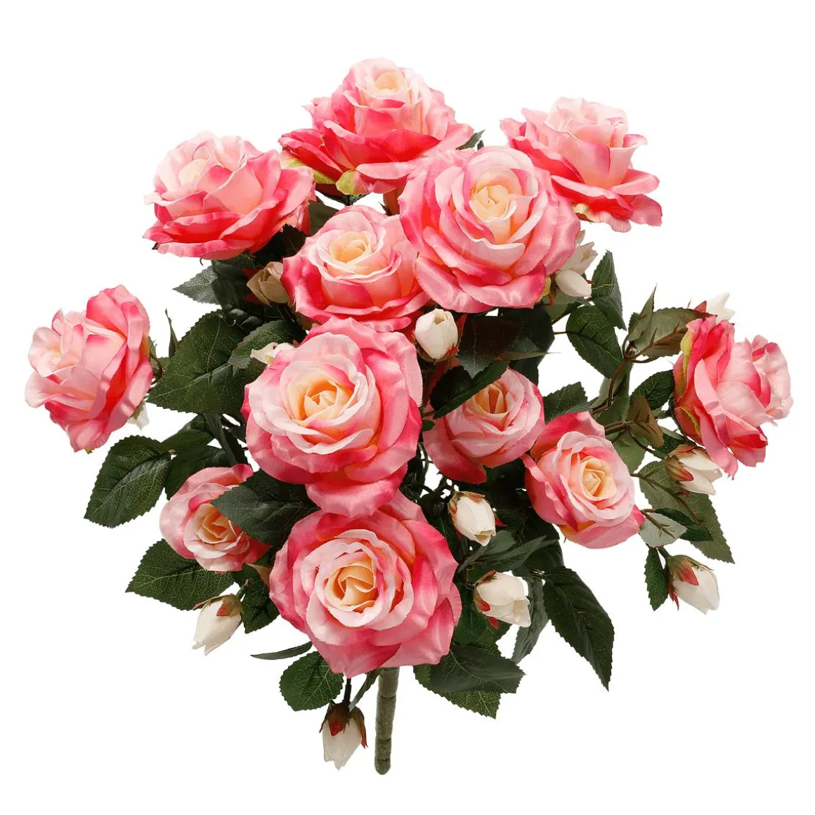 Ramo De Rosas Artificiales Con 15 Flores Cada Una, Rosa Y Amarillo, 54,5 Cm