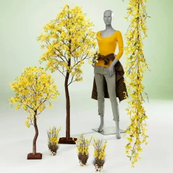 Árbol Artificial De Forsythia Con Soporte 120 Cm