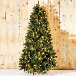 Árbol De Navidad Artificial Abeto Plateado Con LED 180 Cm