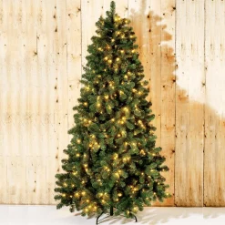 Árbol De Navidad Artificial Abeto Plateado Con LED 210 Cm