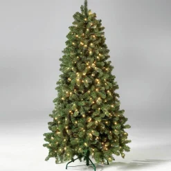 Árbol De Navidad Artificial Abeto Plateado Con LED 210 Cm