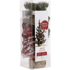 Árbol De Navidad Artificial DIY Con Adornos Rojos, 60 Cm