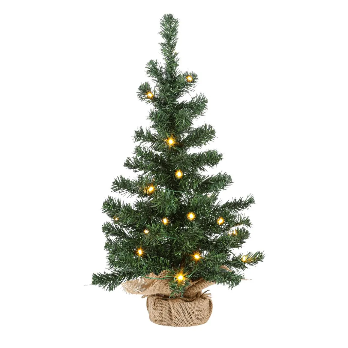Árbol De Navidad Deco Con LED Y Bolsa De Yute 60 Cm Verde