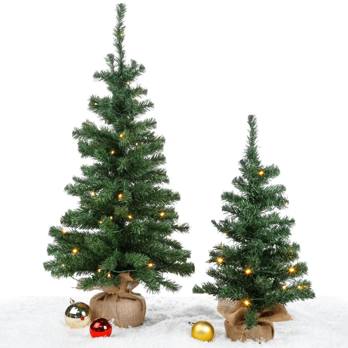 Árbol De Navidad Deco Con LED Y Bolsa De Yute 60 Cm Verde