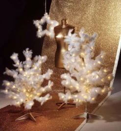 Árbol Decorativo Con Plumas, LED Cálido, 90 Cm