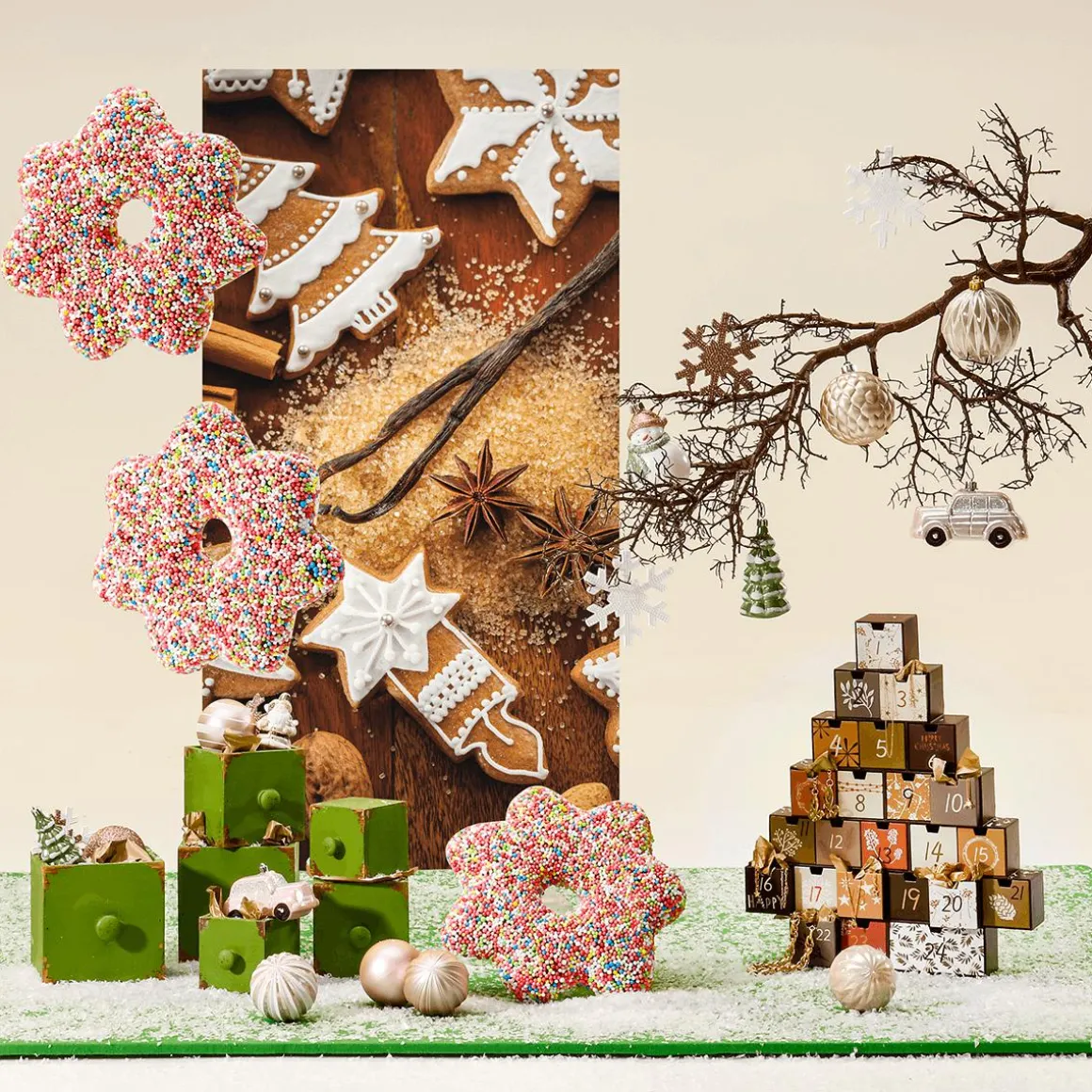 Árbol Del Calendario De Adviento 6 X 37 X 44 Cm Madera Y Papel