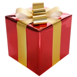 Regalo De Navidad 20 Cm Rojo Con Lazo Dorado