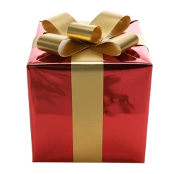 Regalo De Navidad 20 Cm Rojo Con Lazo Dorado