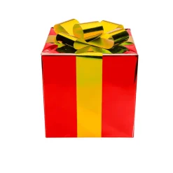 Regalo De Navidad 30 Cm Rojo Con Lazo Dorado