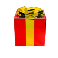 Regalo De Navidad 40 Cm Rojo Con Lazo Dorado