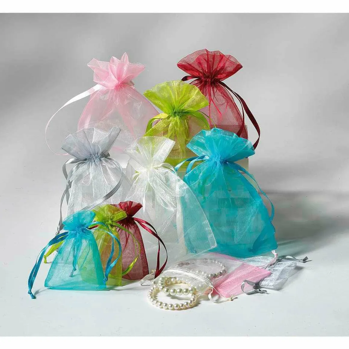Saquitos De Organza 10 Cm, 50 Piezas, Plata