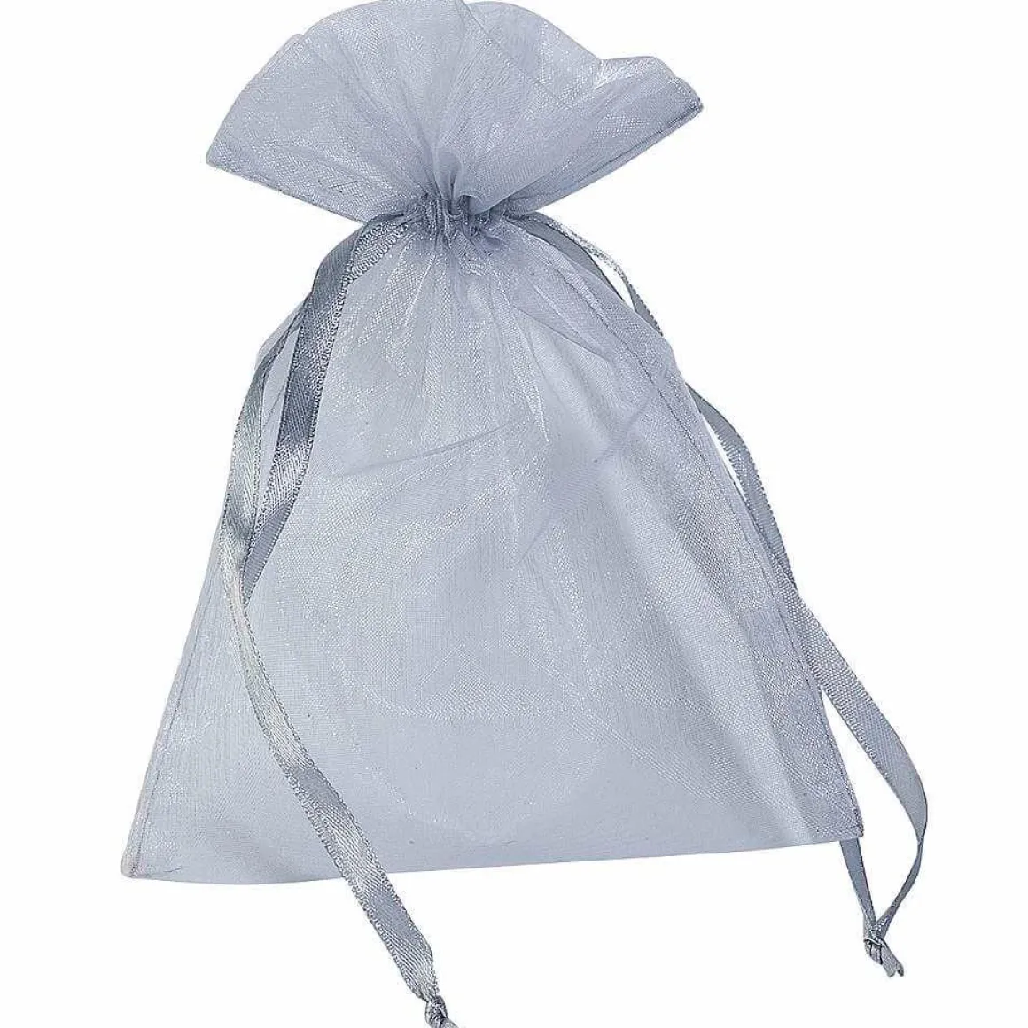 Saquitos De Organza 18 Cm, 50 Piezas, Plata