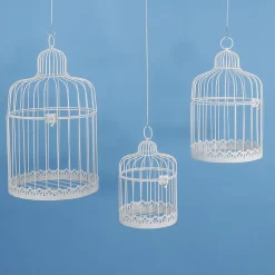 Set De 3 Jaulas Vintage Blancas 41 Cm
